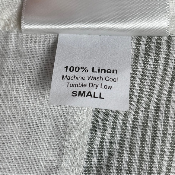 ODILE 100% linen button down white blue contrast shirt top, size S - Picture 13 of 13